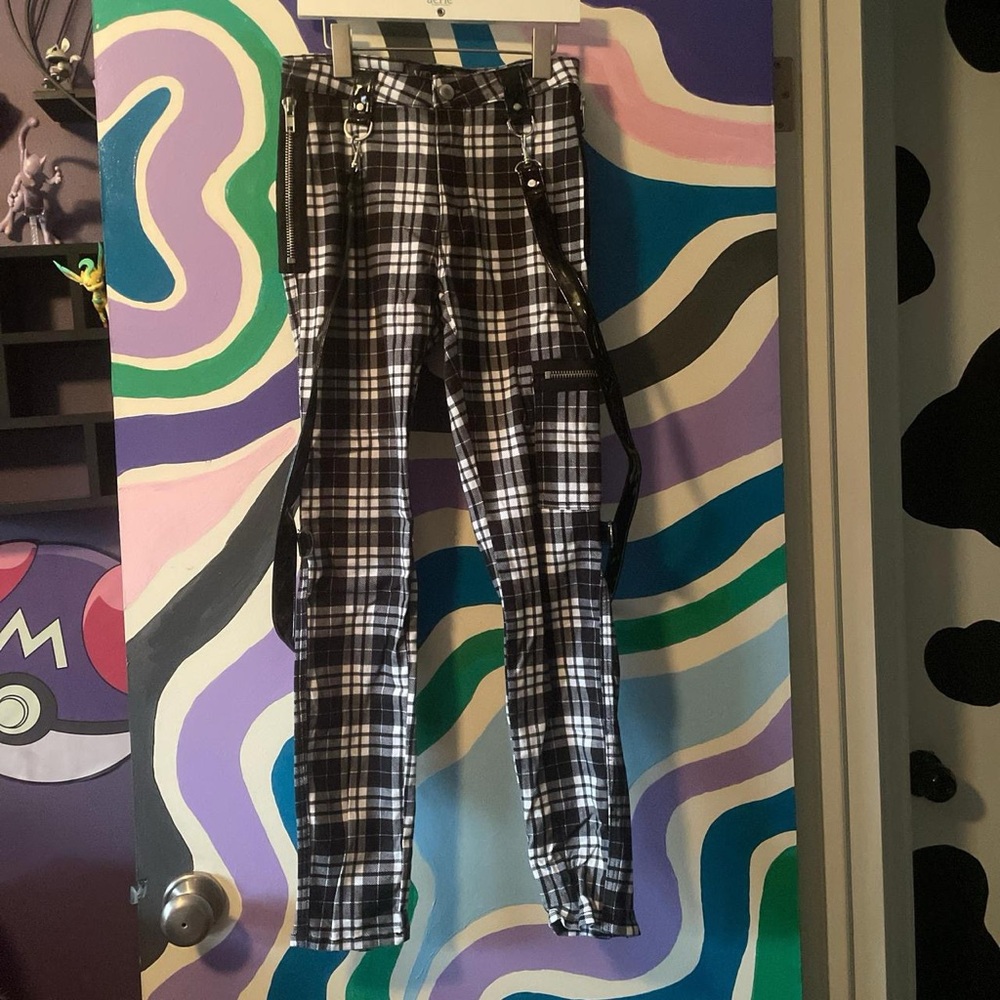 Black & White Plaid Skinny Jeans